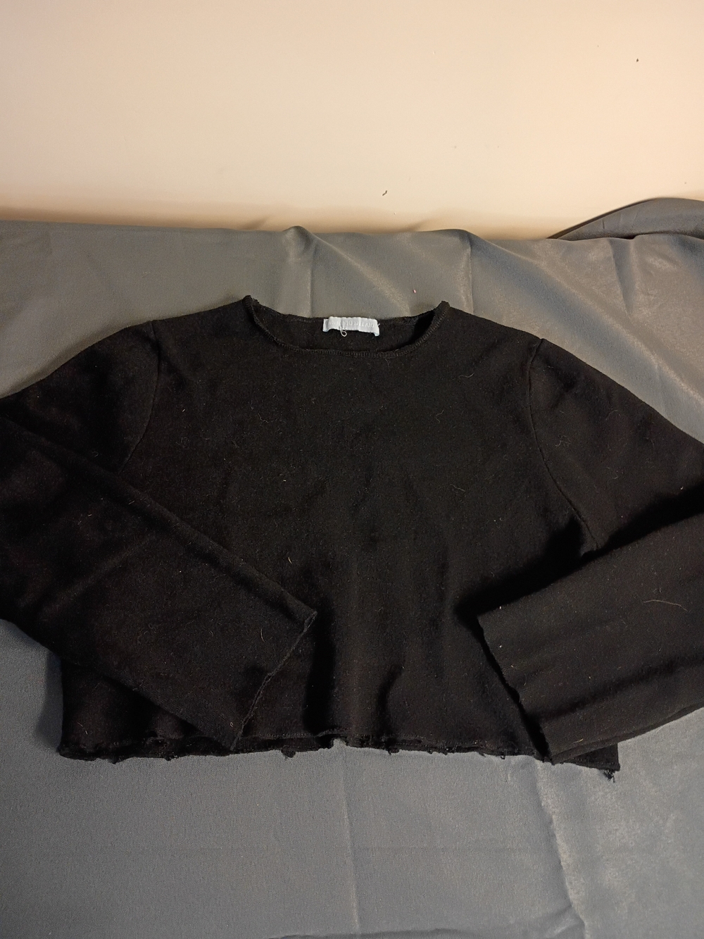 ANTONIO MELANI Black Cropped Long-Sleeve Top